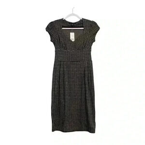 NWT Banana Republic Dress Size XS Houndstooth Fit & Flare Stretch Pleated